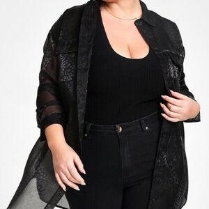 Nina Parker Leopard Print Organza Shirt